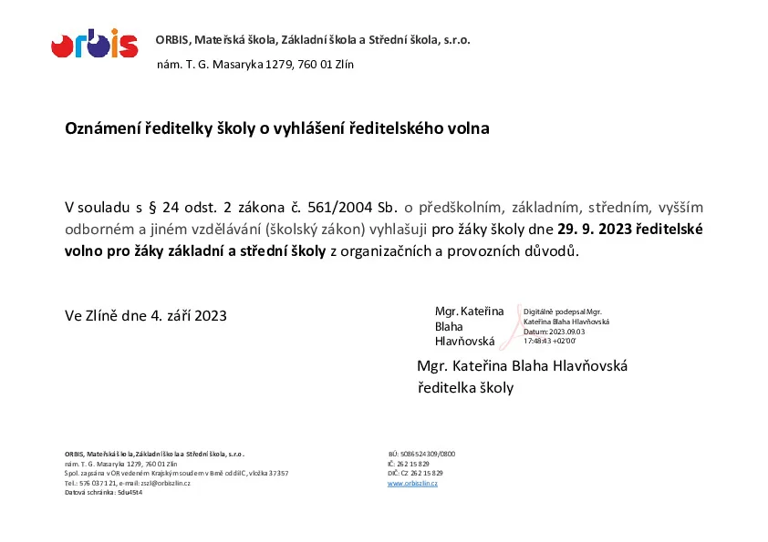 Reditelske volno 29.9.2023