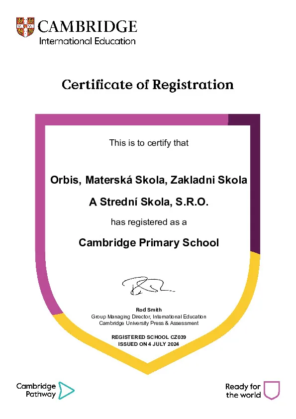 CZ039 Primary Certificate